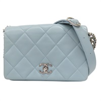 藍色 羊皮 鍊帶 肩背包 銀扣