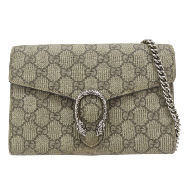 烏木色 PVC塗層帆布 Dionysus 鍊帶 肩背包【GUCCI 古馳】 401231