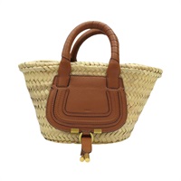 棕色 牛皮 草編 Marcie 托特包 手提包