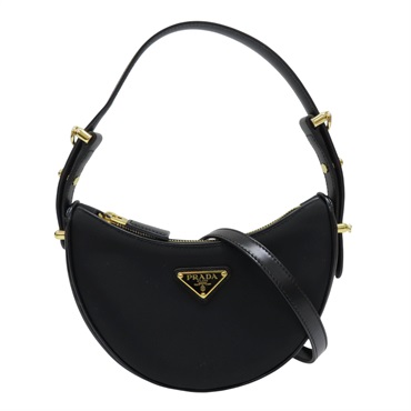 黑色 尼龍 帆布 Arque 彎月 兩用包【PRADA 普拉達】 #1BL194