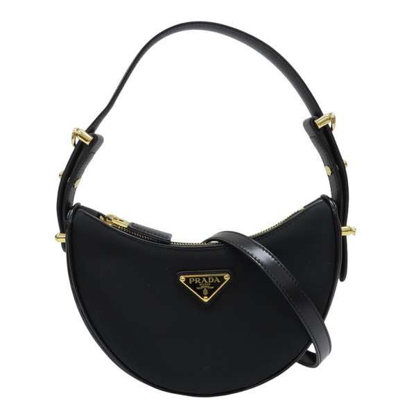黑色 尼龍 帆布 Arque 彎月 兩用包【PRADA 普拉達】 #1BL194