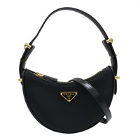 黑色 尼龍 帆布 Arque 彎月 兩用包【PRADA 普拉達】 #1BL194