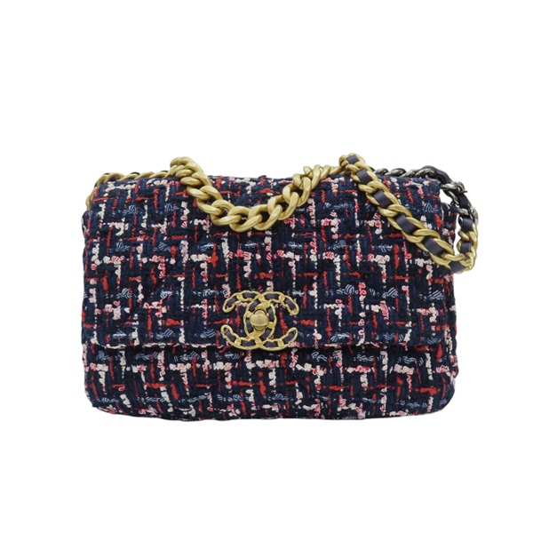 藍色 毛呢 CHANEL 19 26cm 肩背包【CHANEL 香奈兒】 AS1160