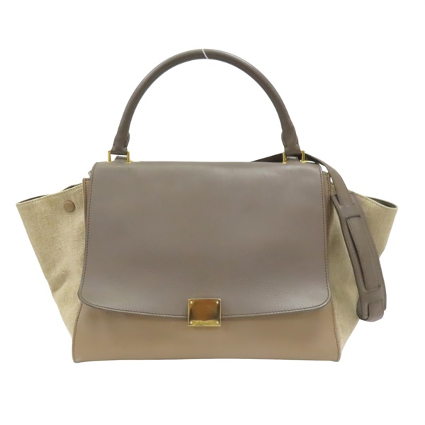 棕色 牛皮 織布 Trapeze 两用包【CELINE 賽琳】
