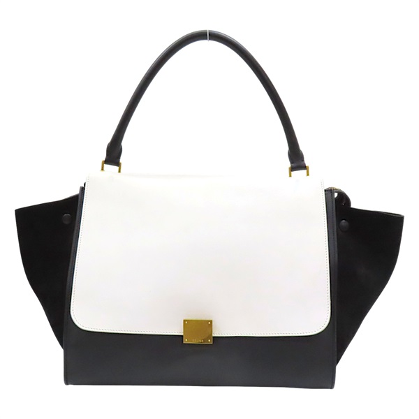 黑色 白色 牛皮 Trapeze 手提包 無背帶【CELINE 賽琳】