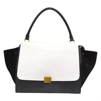 黑色 白色 牛皮 Trapeze 手提包 無背帶【CELINE 賽琳】