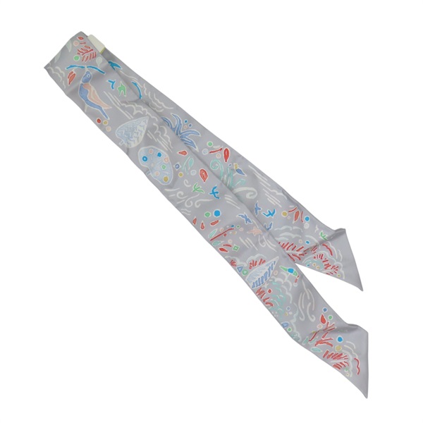 灰色 真絲 絲巾 Isola Di Primavera Twilly【HERMES 愛馬仕】