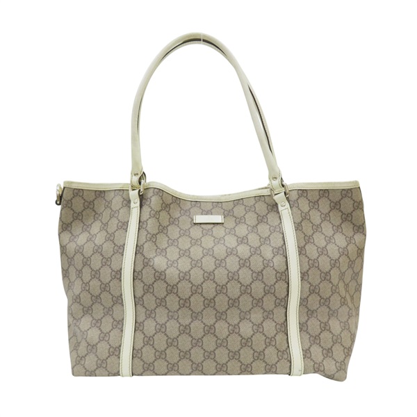 棕色 GG帆布 白色牛皮 肩背包 托特包 197953【GUCCI 古馳】 197953