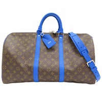 藍色 原花 帆布 Keepall Bandouliere 50 兩用包 有燙字【LOUIS VUITTON LV 路易威登】 M12633