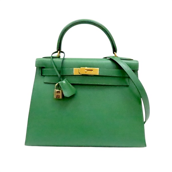 竹子綠 Courchevel皮革 Kelly 28 凱莉包 兩用包 □A刻 金扣【HERMES 愛馬仕】
