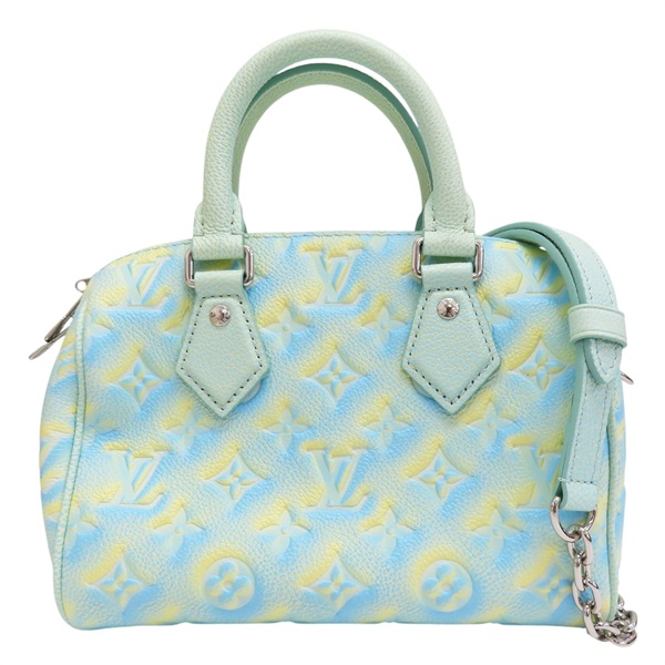 藍黃色 原花 壓紋牛皮 Nano Speedy 肩背包【LOUIS VUITTON LV 路易威登】 M46092