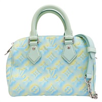 藍黃色 原花 壓紋牛皮 Nano Speedy 肩背包【LOUIS VUITTON LV 路易威登】 M46092