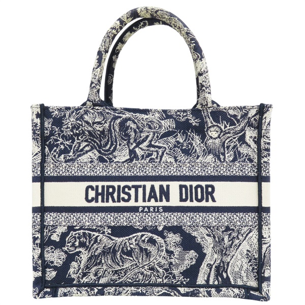 藍/白色 刺繡帆布 Book Tote 小號 手提包【Dior 迪奧】 M1265ZRGO_M35I