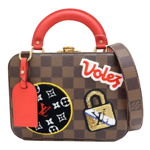 棕色 棋盤格 帆布 紅色牛皮 徽章 Stories Box 兩用包 N40048【LOUIS VUITTON LV 路易威登】 N40048