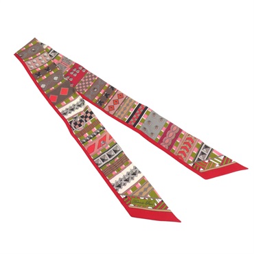 紅色 絲質 絲巾 Collier de Chien Twilly【HERMES 愛馬仕】