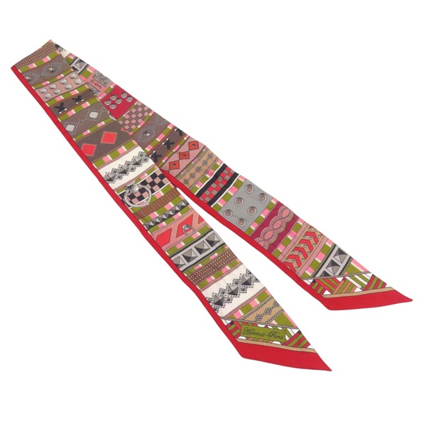 紅色 絲質 絲巾 Collier de Chien Twilly【HERMES 愛馬仕】