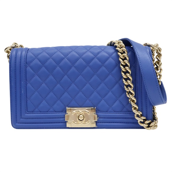 藍色 牛皮 Boy 25 鍊帶 肩背包 金扣【CHANEL 香奈兒】 A67086
