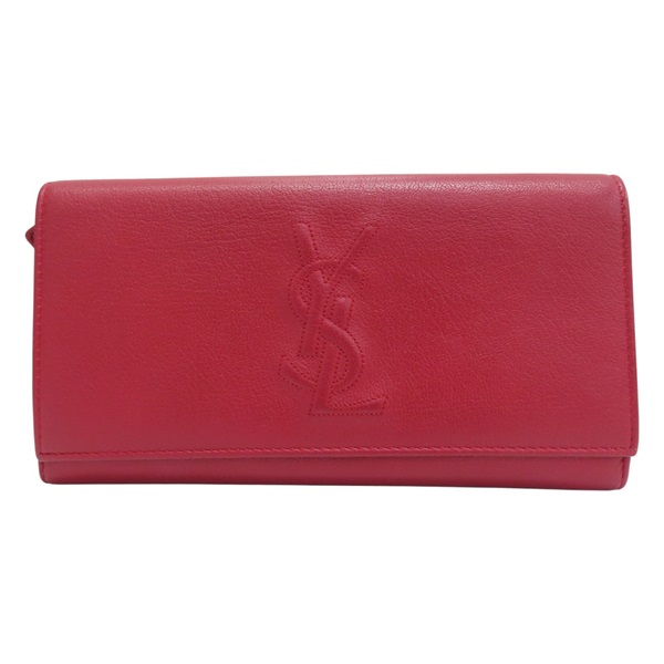 紅色牛皮 扣式長夾 [SAINT LAURENT YSL 聖羅蘭]