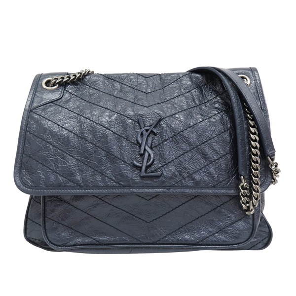 深藍色 Niki 中型 鏈帶 肩背包【SAINT LAURENT 聖羅蘭】 498894