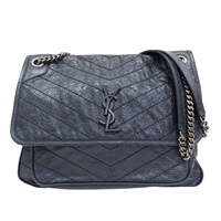 深藍色 Niki 中型 鏈帶 肩背包【SAINT LAURENT 聖羅蘭】 498894