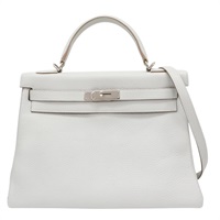 珍珠灰 Taurillon牛皮 Kelly 32 凱莉包 两用包 銀扣 C刻 無鎖頭【HERMES 愛馬仕】