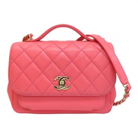 粉色牛皮 菱格紋 荔枝紋 郵差包 兩用包 A93607 [CHANEL 香奈兒] A93607