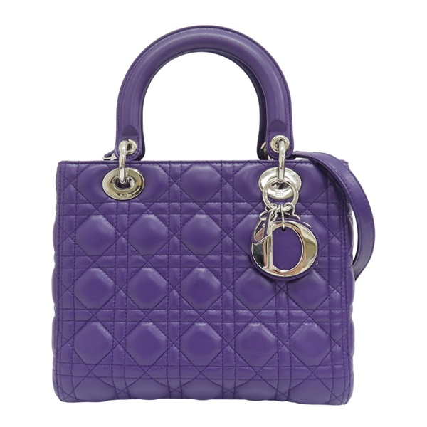 紫色 籐格紋羊皮 Lady Dior 兩用包 [Dior 迪奧]