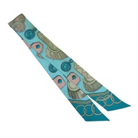 綠色 絲綢 Epaulettes Twilly 絲巾【HERMES 愛馬仕】