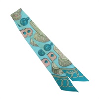綠色 絲綢 EPAULETTES twilly 絲巾 【HERMES 愛馬仕】
