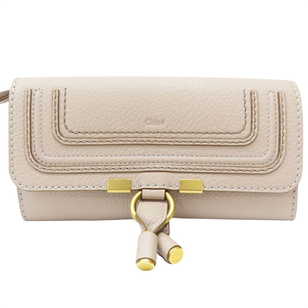 米色 牛皮 Marcie 釦式長夾【Chloe 克羅伊】