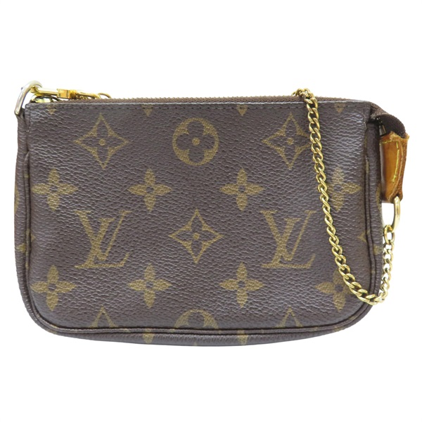 棕色 原花帆布 Mini Pochette Accessoires 手拿包【LOUIS VUITTON LV 路易威登】 M58009