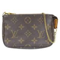 棕色 原花帆布 Mini Pochette Accessoires 手拿包【LOUIS VUITTON LV 路易威登】 M58009