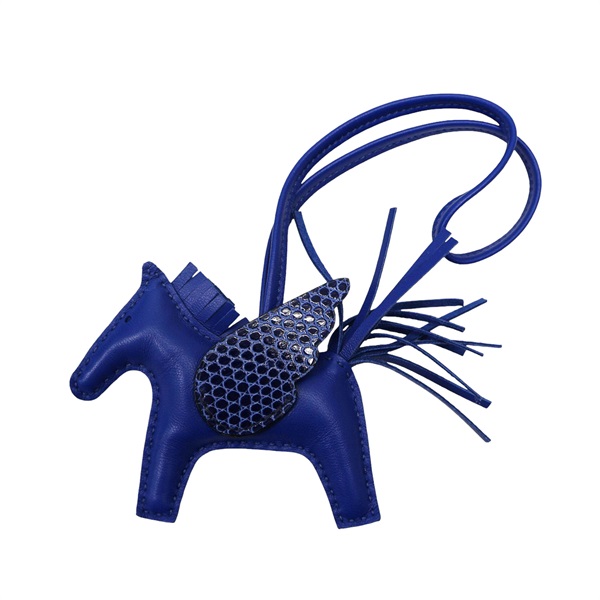 深藍色 蜥蜴皮 小羊皮 Rodeo PM 吊飾 Z刻【HERMES 愛馬仕】