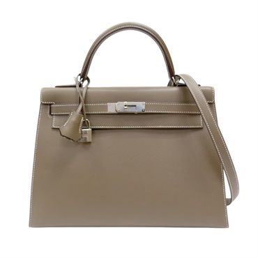 大象灰 Epsom牛皮 Kelly 32 凱莉包 兩用包 D刻 銀扣【HERMES 愛馬仕】 Etoupe