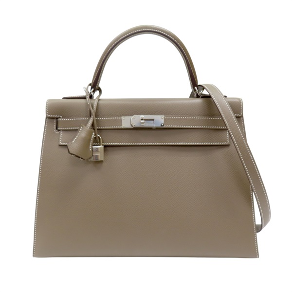 大象灰 Epsom牛皮 Kelly 32 凱莉包 兩用包 D刻 銀扣【HERMES 愛馬仕】