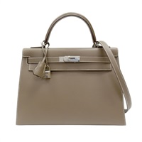 大象灰 Epsom牛皮 Kelly 32 凱莉包 兩用包 D刻 銀扣【HERMES 愛馬仕】