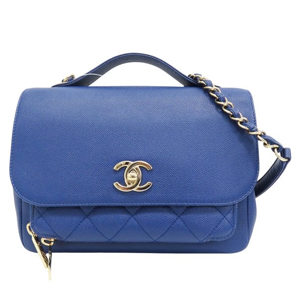 藍色 荔枝紋牛皮 Business Affinity 肩背包【CHANEL 香奈兒】 A93607