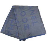 藍色/灰色 羊絨 CC LOGO 圍巾【CHANEL 香奈兒】