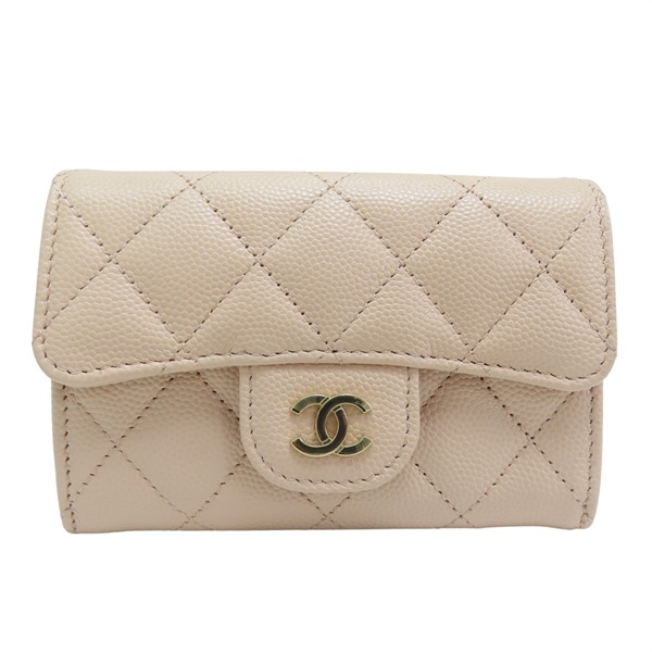 粉膚色 菱格紋 荔枝牛皮 名片夾 AP0214【CHANEL 香奈兒】 AP0214