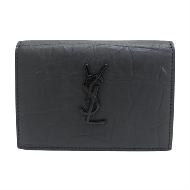 黑色牛皮 扣式 名片夾 #TGN529887【SAINT LAURENT YSL 聖羅蘭】 #TGN529887