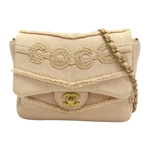 粉色 單寧布 MINI COCO 20 鏈包 【CHANEL 香奈兒】