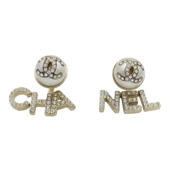水鑽字樣 雙C 耳環【CHANEL 香奈兒】