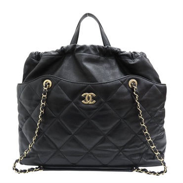 黑色 羊皮 銀扣 購物包 肩背包【CHANEL 香奈兒】