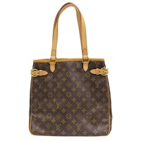 棕色 原花帆布 Batignolles Vertical 肩背包【LOUIS VUITTON LV 路易威登】 M51153
