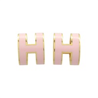 粉色琺瑯 金色鍍金 POP H 耳環【HERMES 愛馬仕】 H608001F85