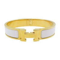 白色琺瑯 金色鍍金 Clic H 手環【HERMES 愛馬仕】 H700001F 31PM