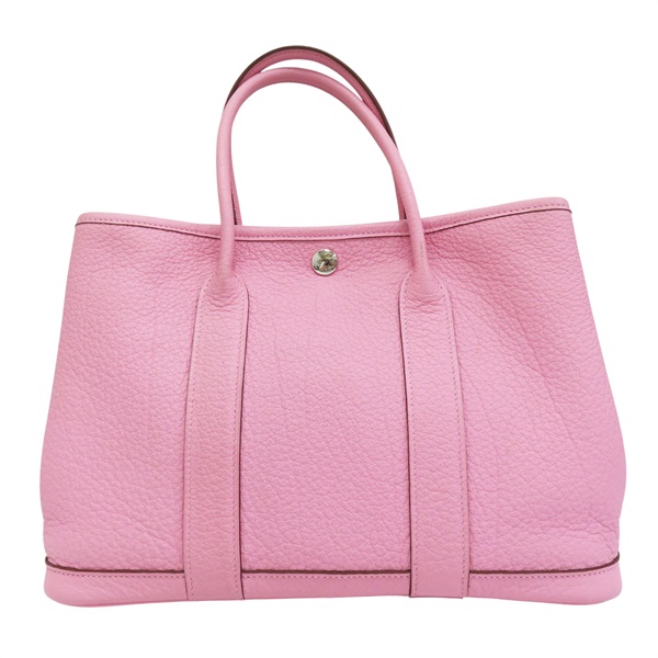 粉色 牛皮 Garden Party 30 手提包 口P刻 銀扣【HERMES 愛馬仕】