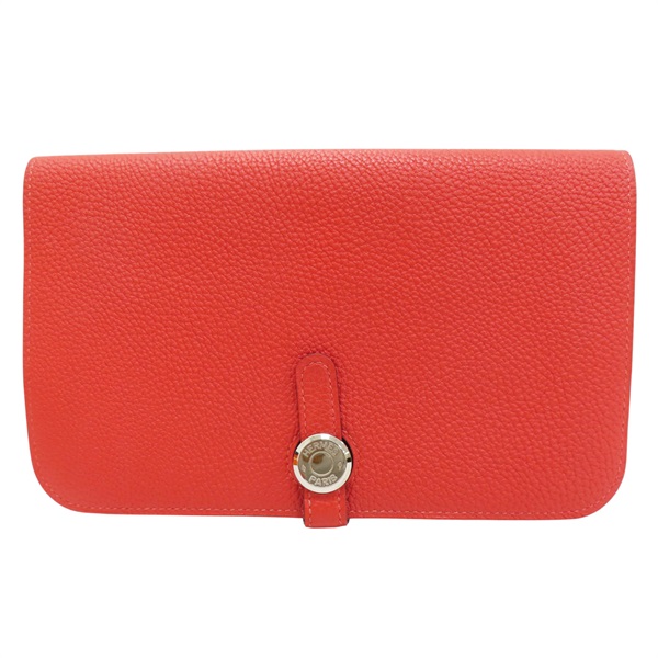 紅色 Taurillon牛皮 Dogon GM 長夾 D刻 銀扣【HERMES 愛馬仕】