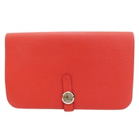 紅色 Taurillon牛皮 Dogon GM 長夾 D刻 銀扣【HERMES 愛馬仕】