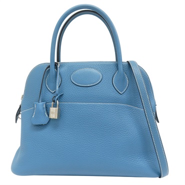 牛仔藍 Togo牛皮 Blue Bolide 31 柏莉包 两用包 T刻 銀扣【HERMES 愛馬仕】